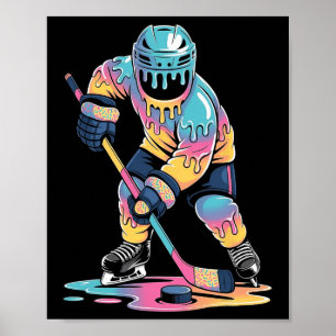 Póster Helado Divertido De Hockey Goteo Chicos Hockey Juv