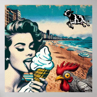 Póster 'helado en la playa'
