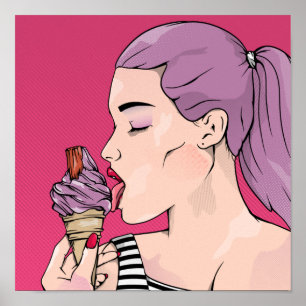 Póster Helado estilo libro de historietas