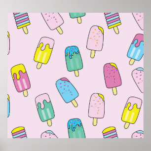 Póster Helado lindo: patrón de fruta.