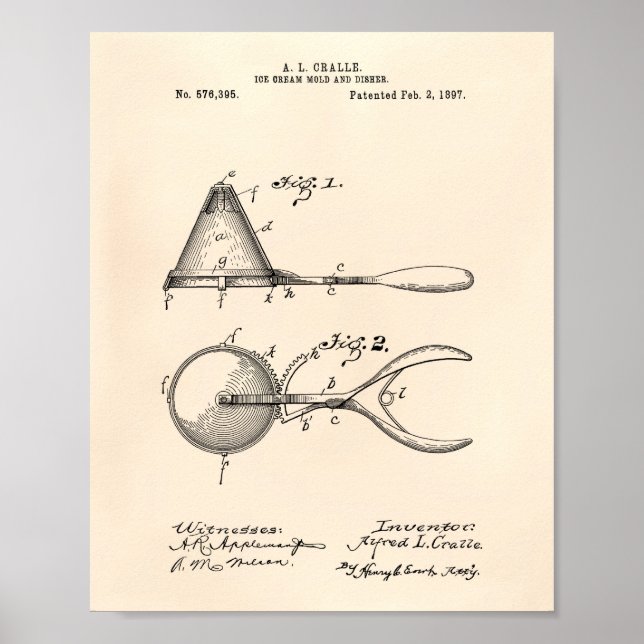 Póster Helado Mold Cream 1897 Patent Art Old Peper (Frente)