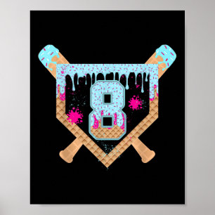Póster Helado que gotea Baseball Goteando 8 años 8º Cumpl
