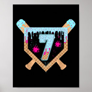 Póster Helado que gotea béisbol goteando 7 años 7º Bi