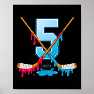 Póster Helado que gotea hockey 5 años cumpleaños infantil