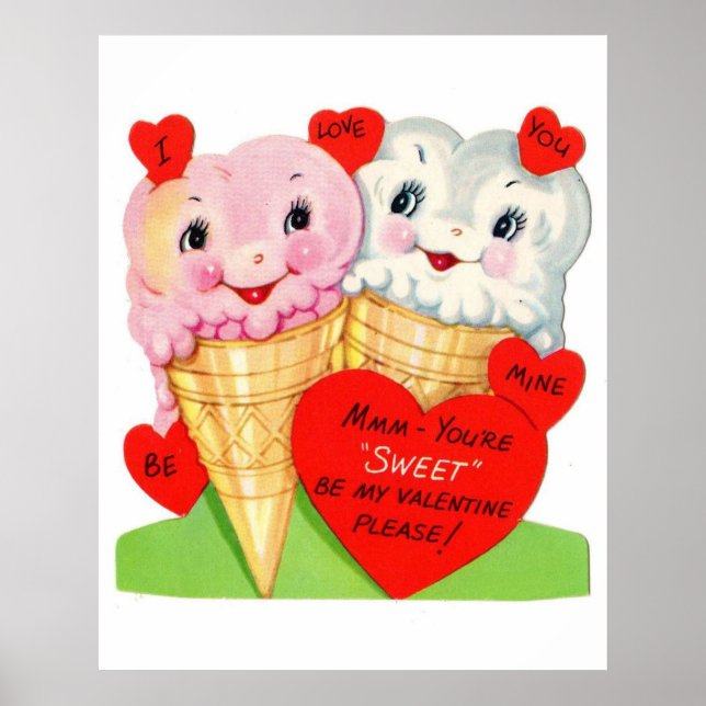 Póster helado retro vintage Valentine poster (Frente)