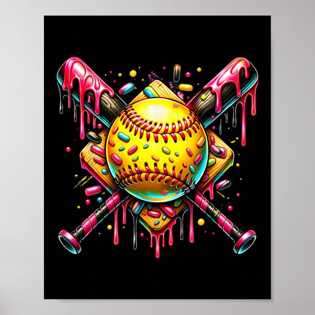 Póster Helado Softll goteando con sprinkles  (Frente)