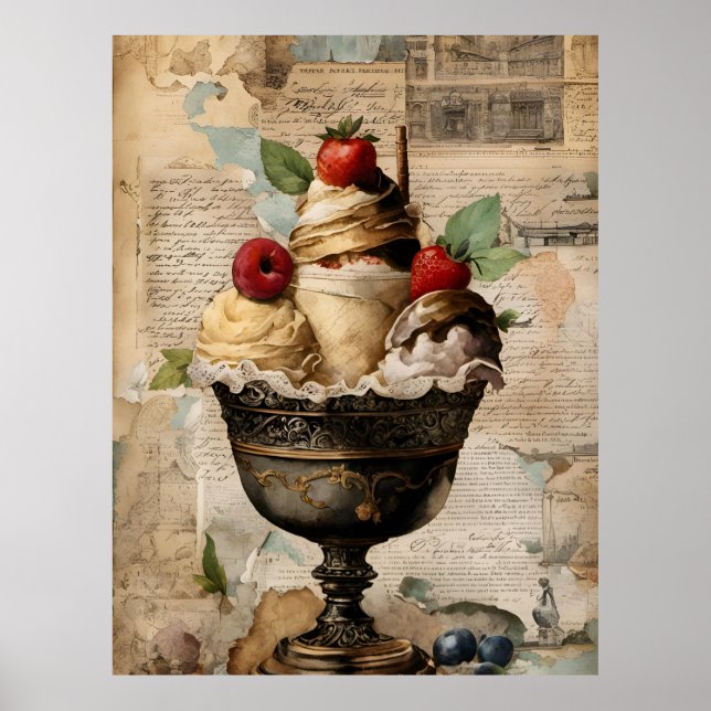 Póster Helado Sundae Collage (Frente)