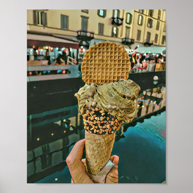 Póster Helados de chocolate rociados (Frente)