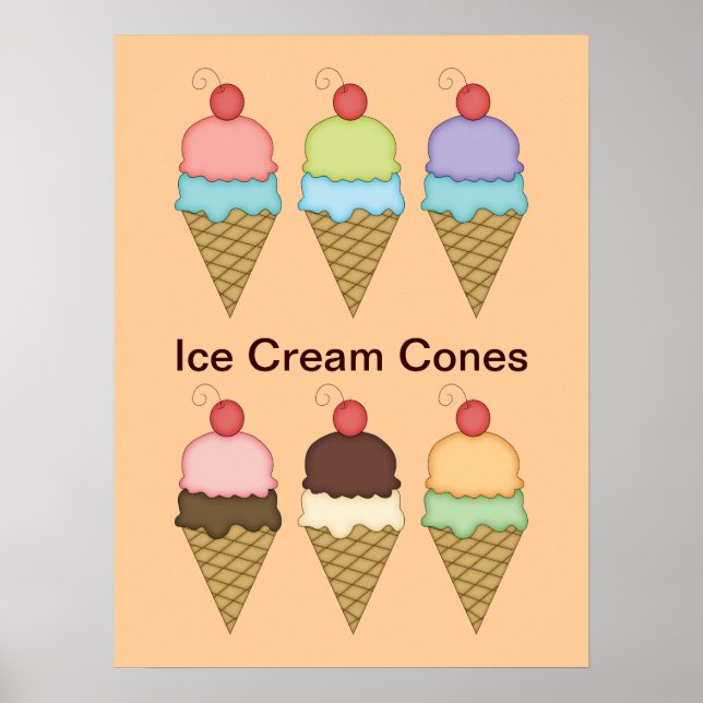 Póster Helados de crema de hielo con Poster de cerezas (Frente)