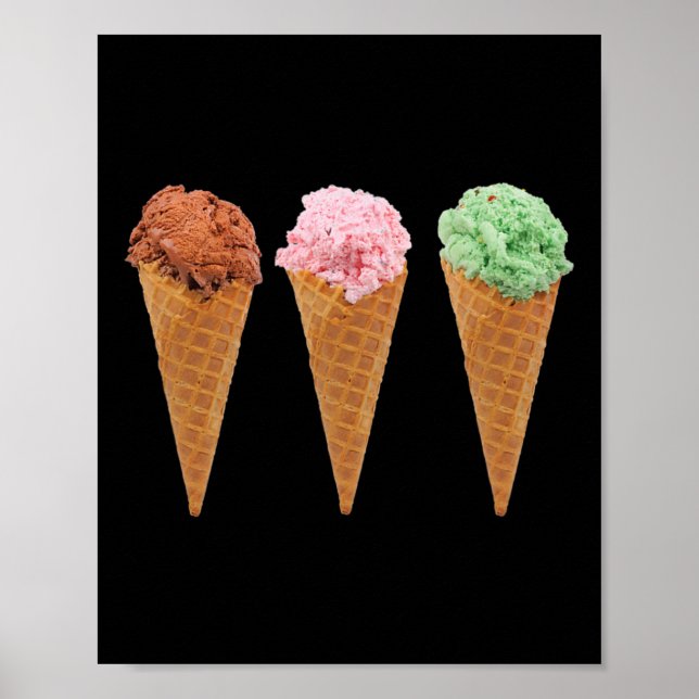 Póster Helados De Helado De Waffle Y Helados De Chocolate (Frente)