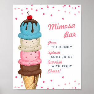 Póster Helados de verano Mimosa Bar Ducha de novia