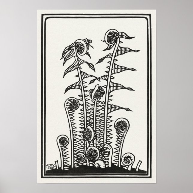Póster Helechos de Julie de Graag Art Nouveau (Frente)