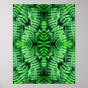 Póster Helechos Verdes Silvestres Abstractos