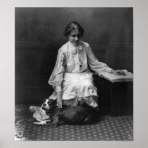 Póster Helen Keller con el perro