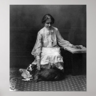 Póster Helen Keller con perro