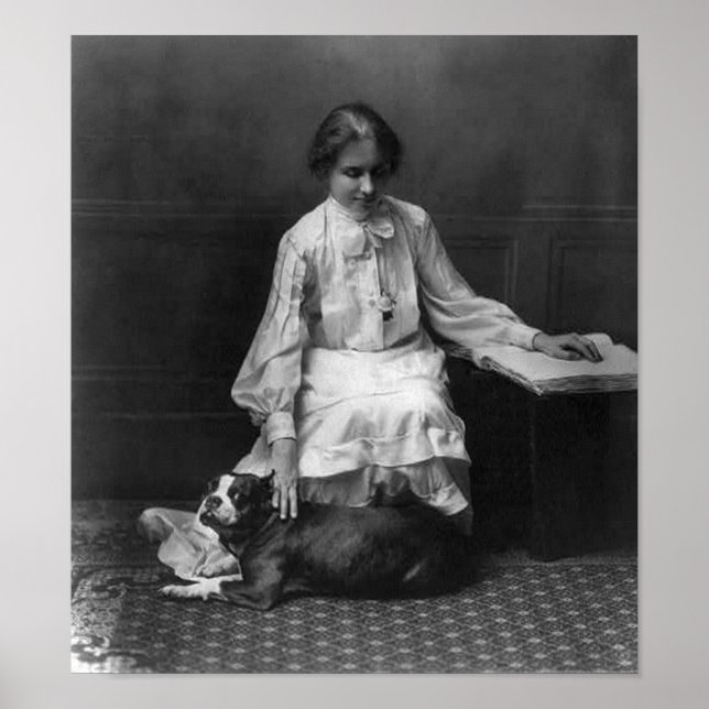 Póster Helen Keller con perro (Frente)