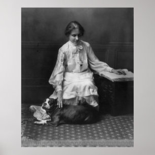 Póster Helen Keller leyendo Braille, 1904