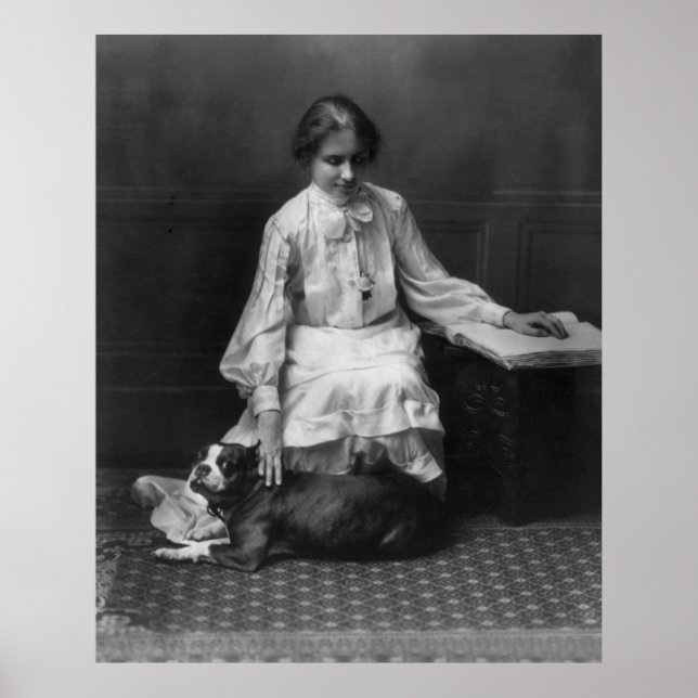 Póster Helen Keller leyendo Braille, 1904 (Frente)