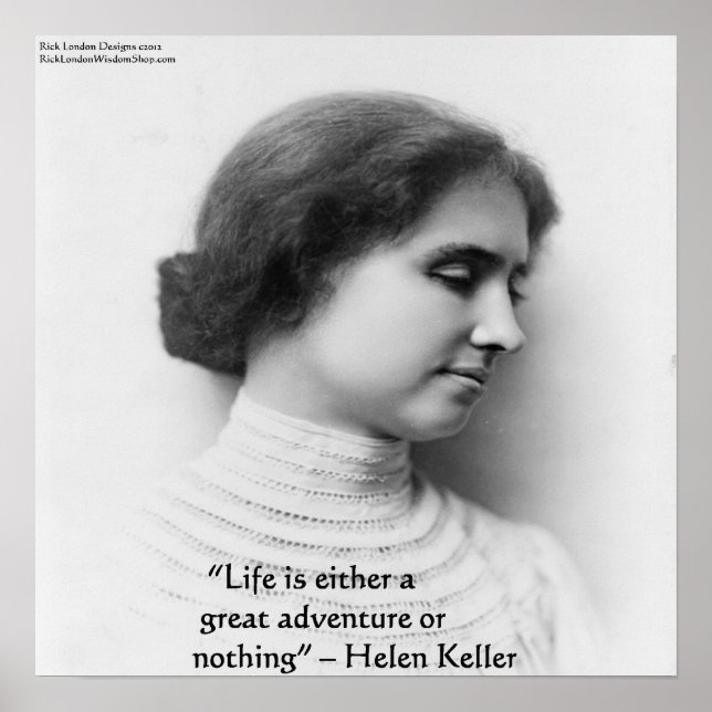 Póster Helen Keller Poster de citas "La vida es aventura" (Frente)