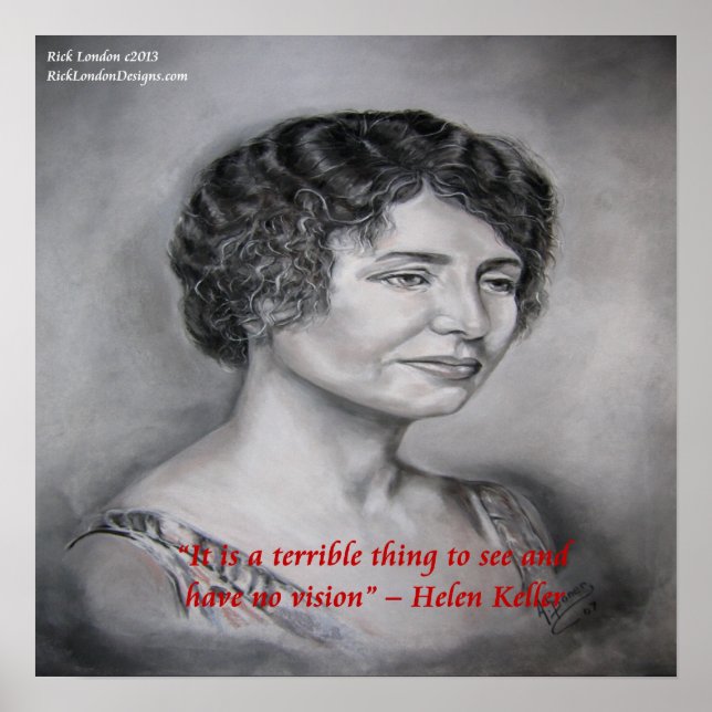 Póster Helen Keller Sight W/O Vision Wisdom Quote Poster (Frente)