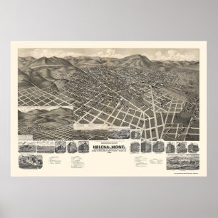 Póster Helena, Mapa Panorámico MT - 1890