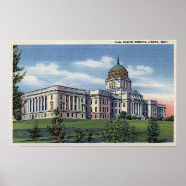 Póster Helena, Montana - Vista del Capitolio Estatal (Frente)