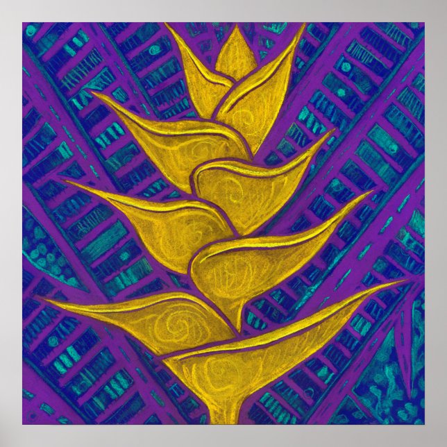 Póster Heliconia Flowers Tropic Botanical Bold Floral Ar (Frente)