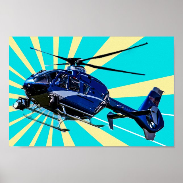 Póster Helicóptero azul (Frente)