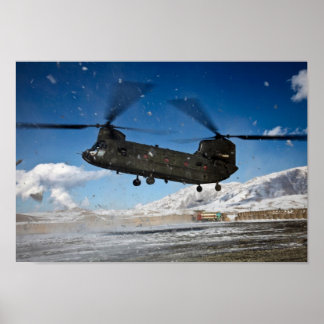 Póster Helicóptero Chinook en Nieve
