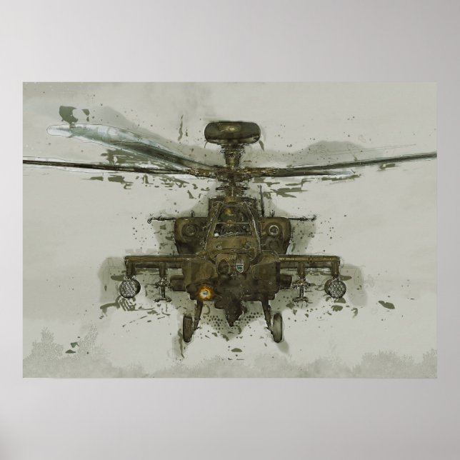 Póster Helicóptero de ataque de Apache (Frente)