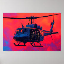 Helicóptero Militar Pop Art - Escena de Aviación