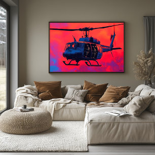 Póster Helicóptero Militar Pop Art - Escena de Aviación