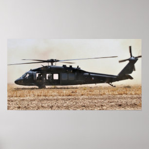 Póster Helicóptero negro del halcón UH-60