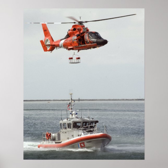 Póster Helicóptero para delfines MH-65 de la Guardia Cost (Frente)