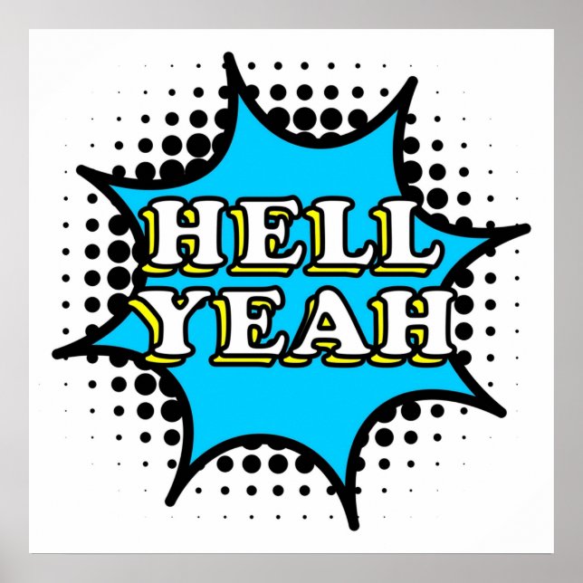 Póster Hell Yeah texto con estilo cómico (Frente)
