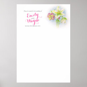 Póster Hellebore art Boda de asiento en blanco planificad