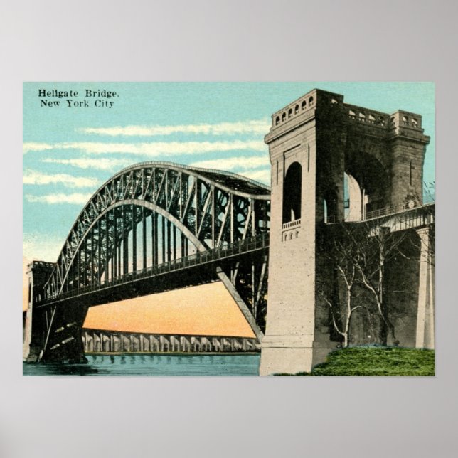 Póster Hellgate Bridge, New York City Vintage (Frente)
