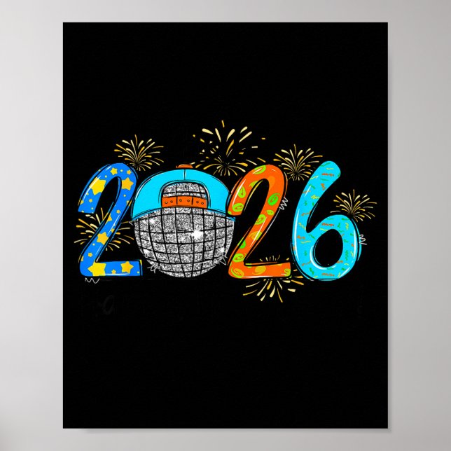 Póster Hello 2026 Happy New Year Party Boys Kids Toddlers (Frente)
