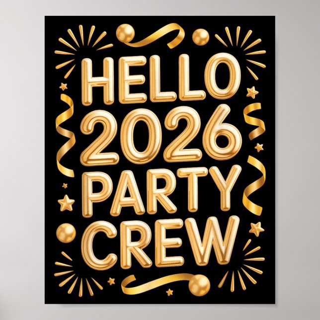 Póster Hello 2026 Party Crew New Years Eve Celebration  (Frente)