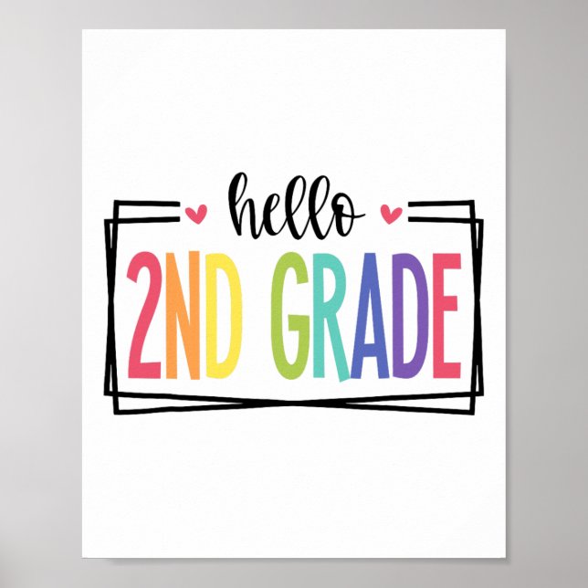 Póster Hello 2nd Grade First Day Of School Welcome Ck To  (Frente)