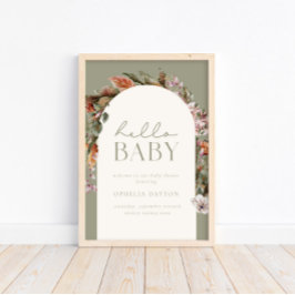 Póster HELLO BABY | Bienvenida del Boho Sage Botánico