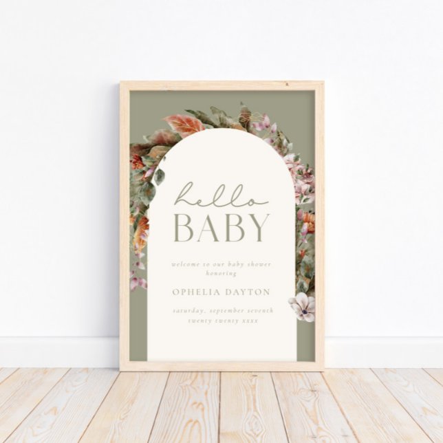 Póster HELLO BABY | Bienvenida del Boho Sage Botánico (Available for print & instant digital download!)