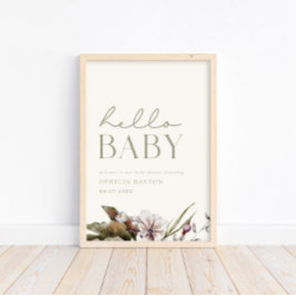 Póster HELLO BABY | Bienvenida Minimalista de Sage y Marf