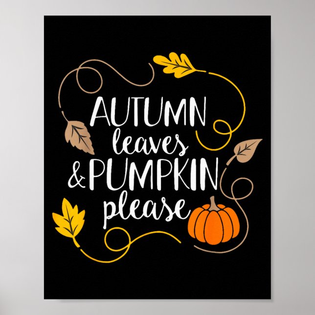 Póster Hello Fall Pumpkin Autumn Leaves Pumpkin Please Fa (Frente)