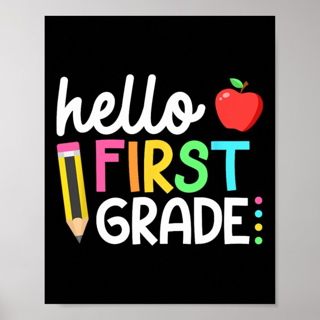 Póster Hello First Grade Team 1st Grade Byck To School Te (Frente)