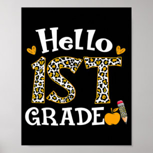 Póster Hello First Grado Leopard print 1º Grado Volver a