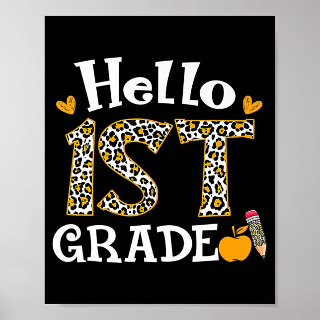 Póster Hello First Grado Leopard print 1º Grado Volver a (Frente)