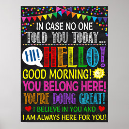 Póster Hello Good Morning Motivational Classroom Poster