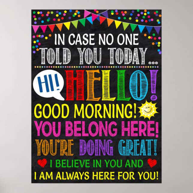 Póster Hello Good Morning Motivational Classroom Poster (Frente)