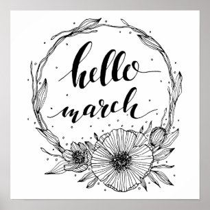 Póster Hello March Line Art